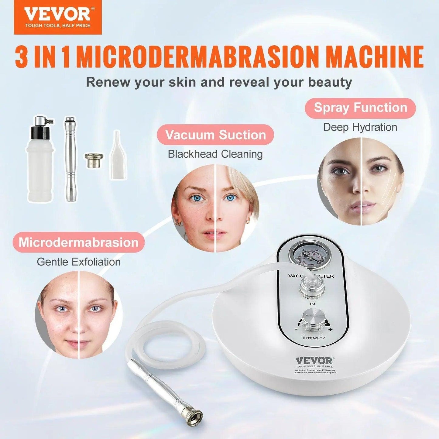 VEVOR Diamond Microdermabrasion Machine 3 in 1 Facial Beauty Equipment for Salon Doba