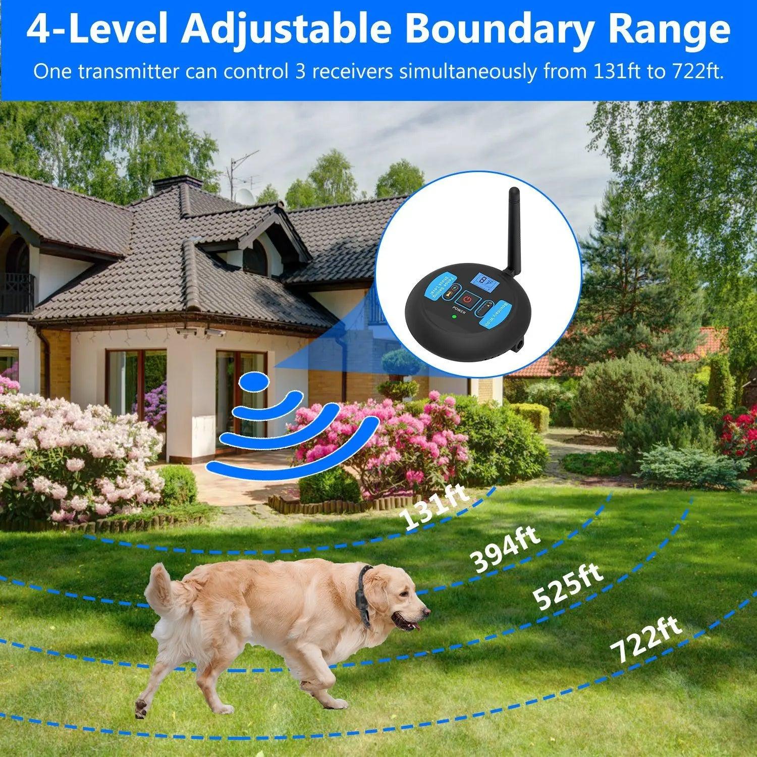 Wireless Electric Dog Fence Pet Shock Boundary Containment System Electric Training Collar For Small Medium Large Dogs Doba