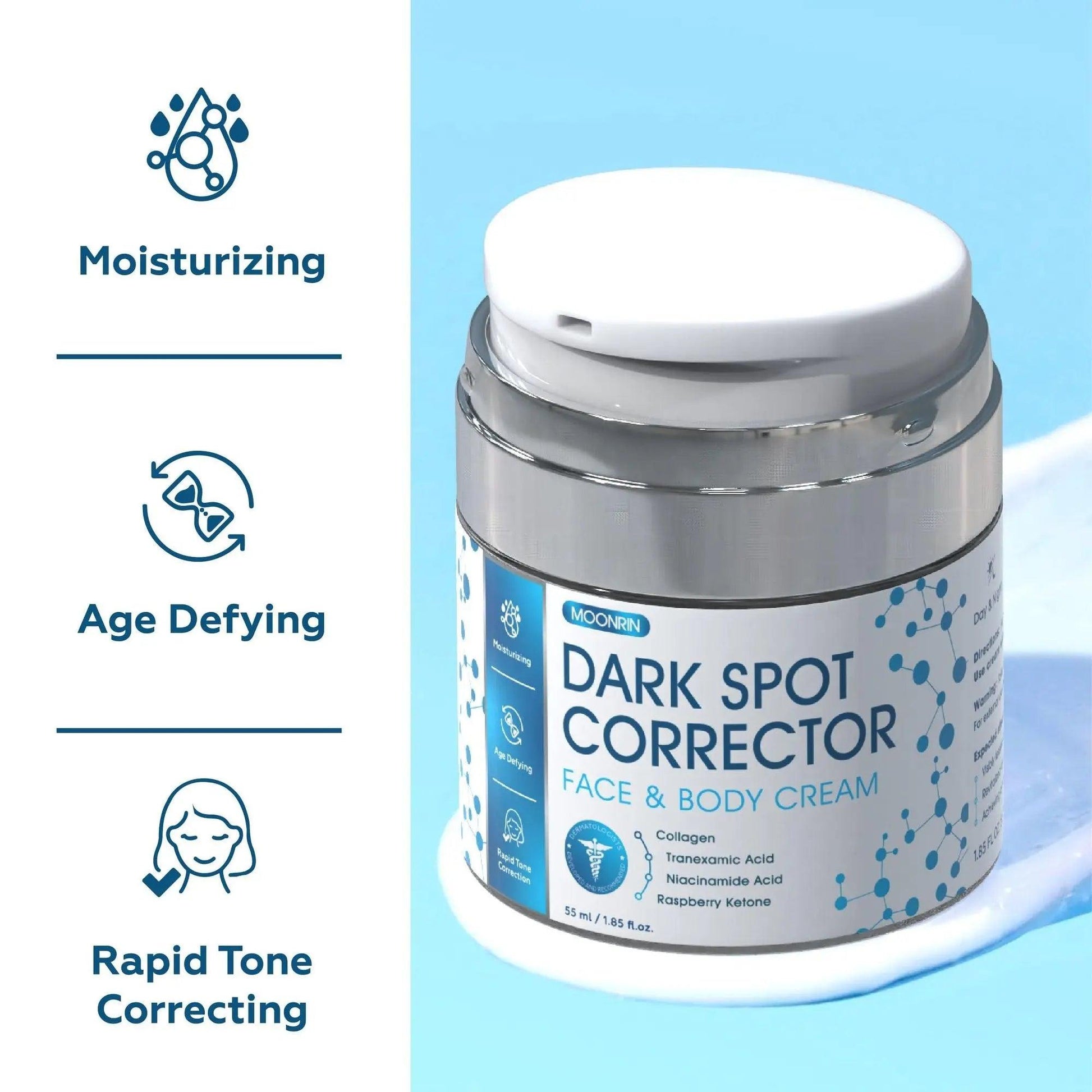 Dark Spot Remover for Face & Body 1.85 fl oz 55 ml Moisturizing Skin Lightening Cream with Collagen Niacinamide Acid Hyperpigmentation Treatment Legs Hands Inner Thighs Underarms Doba