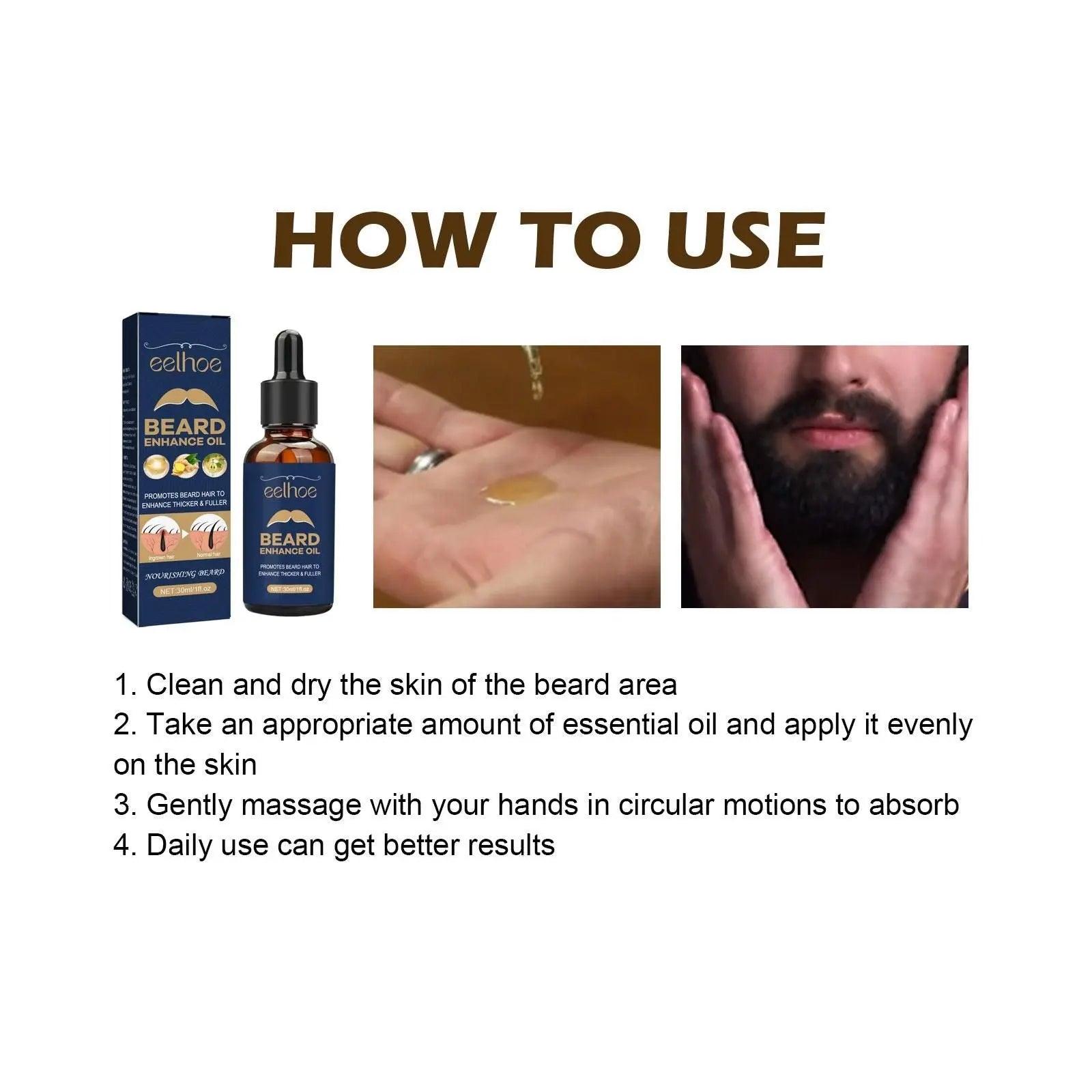 EELHOE Beard Care Oil - Strengthen And Nourish Beard Roots Moisturizing And Shine-Enhancing Beard Growth Serum For Men Hair Care Hydrating Doba