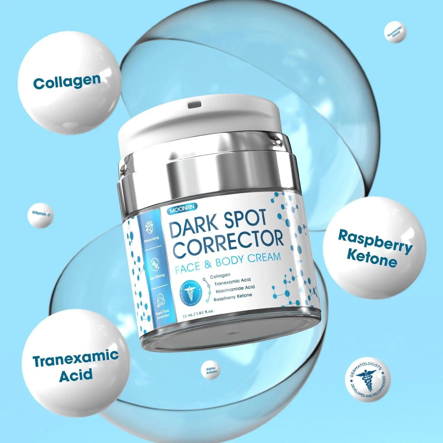 Dark Spot Remover for Face & Body 1.85 fl oz 55 ml Moisturizing Skin Lightening Cream with Collagen Niacinamide Acid Hyperpigmentation Treatment Legs Hands Inner Thighs Underarms Doba