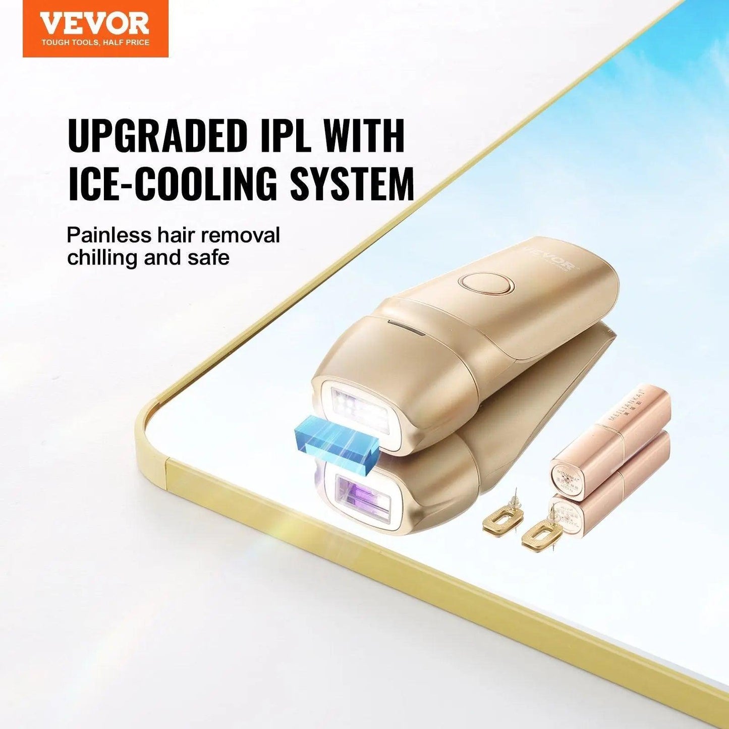 VEVOR IPL Hair Removal, Permanent Hair Removal with Ice Cooling System for Women Men, Auto/Manual Modes & 5 Levels, Painless At-Home Hair Removal Device for Legs, Arms, Armpits, Bikini Line Doba