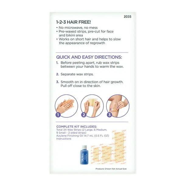 Sally Hansen Hair Remover Wax for Face, Body, and Bikini, Pack of 34 Wax Strips, Salon Quality Results Doba